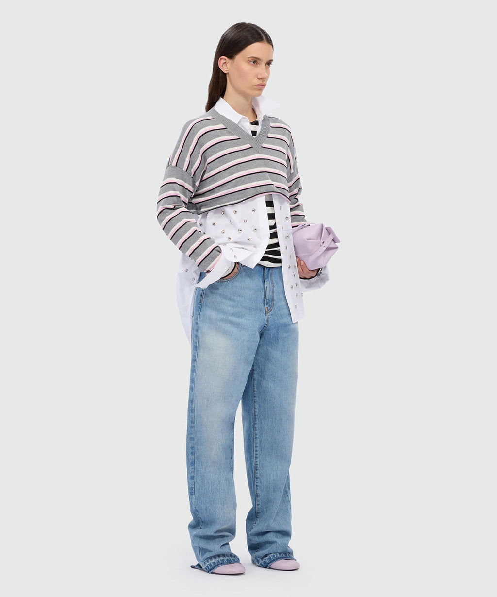 White Studded Cotton Poplin Shirt