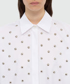 White Studded Cotton Poplin Shirt