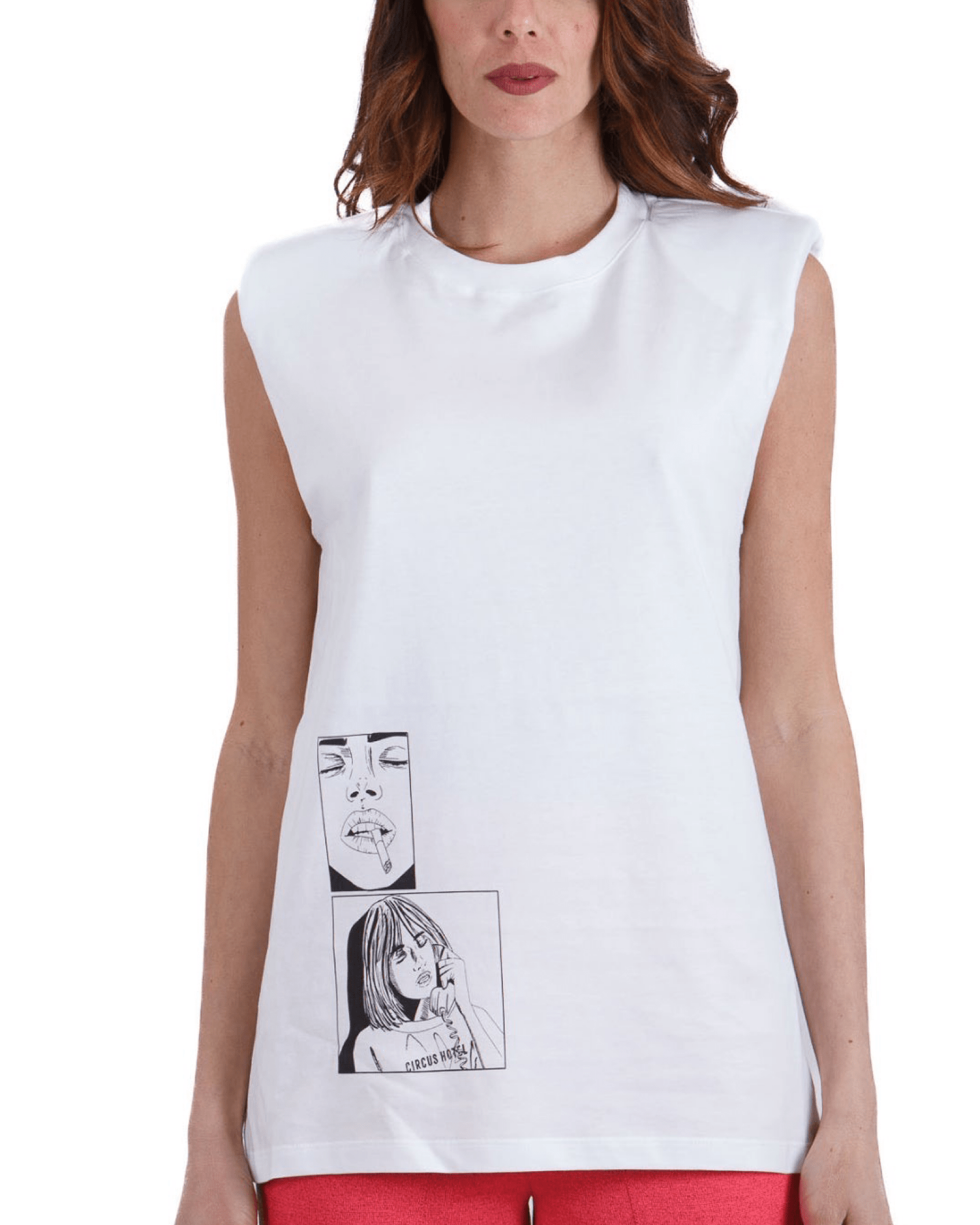 CIRCUS HOTEL - Потници - Graphic Print Sleeveless Top - Love|Labels