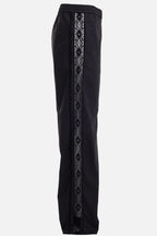 Lace Panel Cotton Wide-Leg Pants
