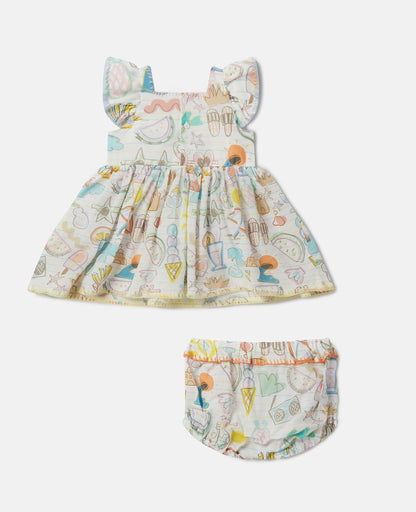 Doodles Print Dress Set