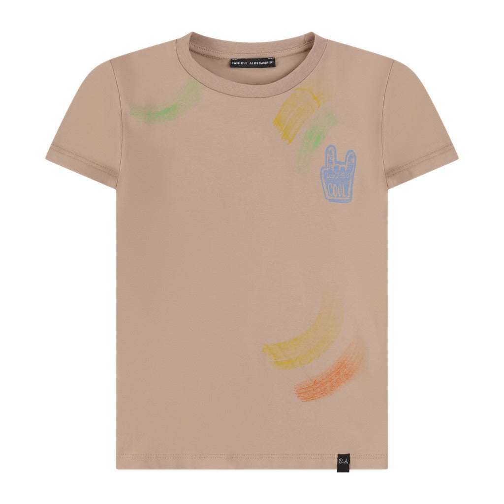 Daniele Alessandrini - Тениски - Beige Print T-Shirt - Love|Labels