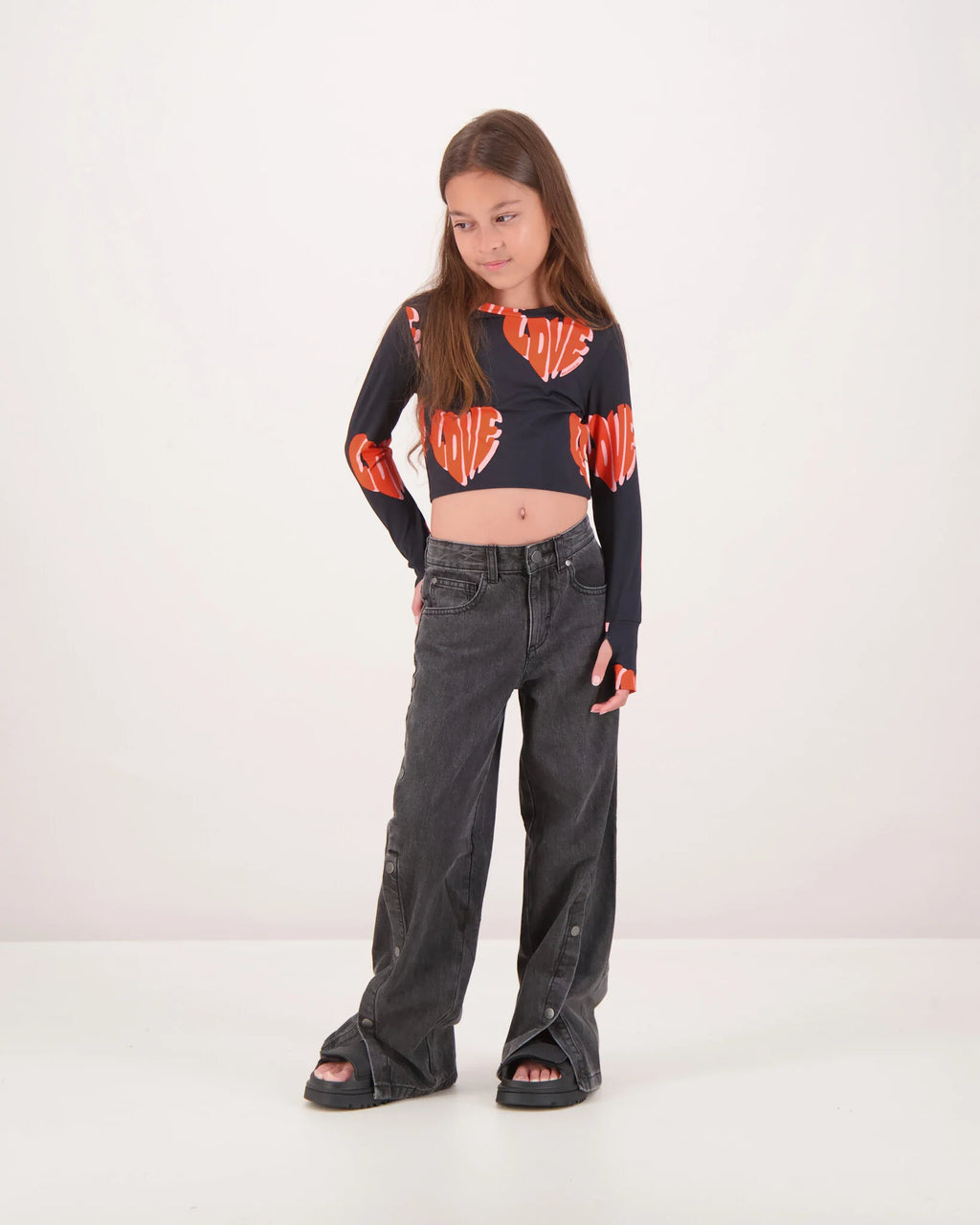Denim Button Jeans Black