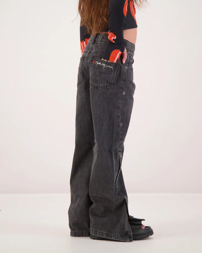 Denim Button Pants Black