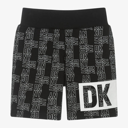 Black Cotton Printed Shorts