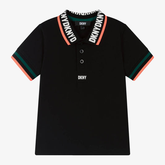 Black Cotton Piqué Polo Shirt