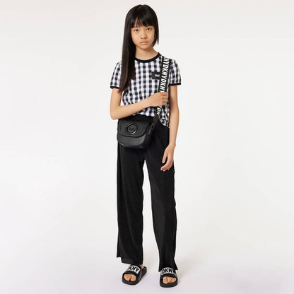 Black Gingham Cotton T-Shirt