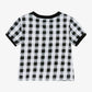 Black Gingham Cotton T-Shirt