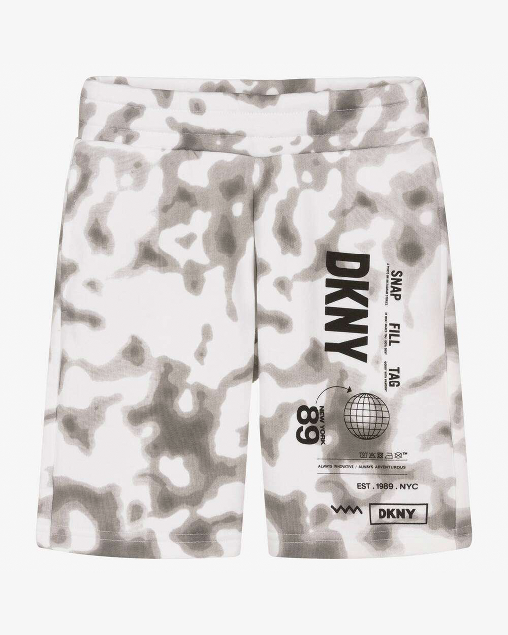 Grey & White Cotton Cloud Print Shorts