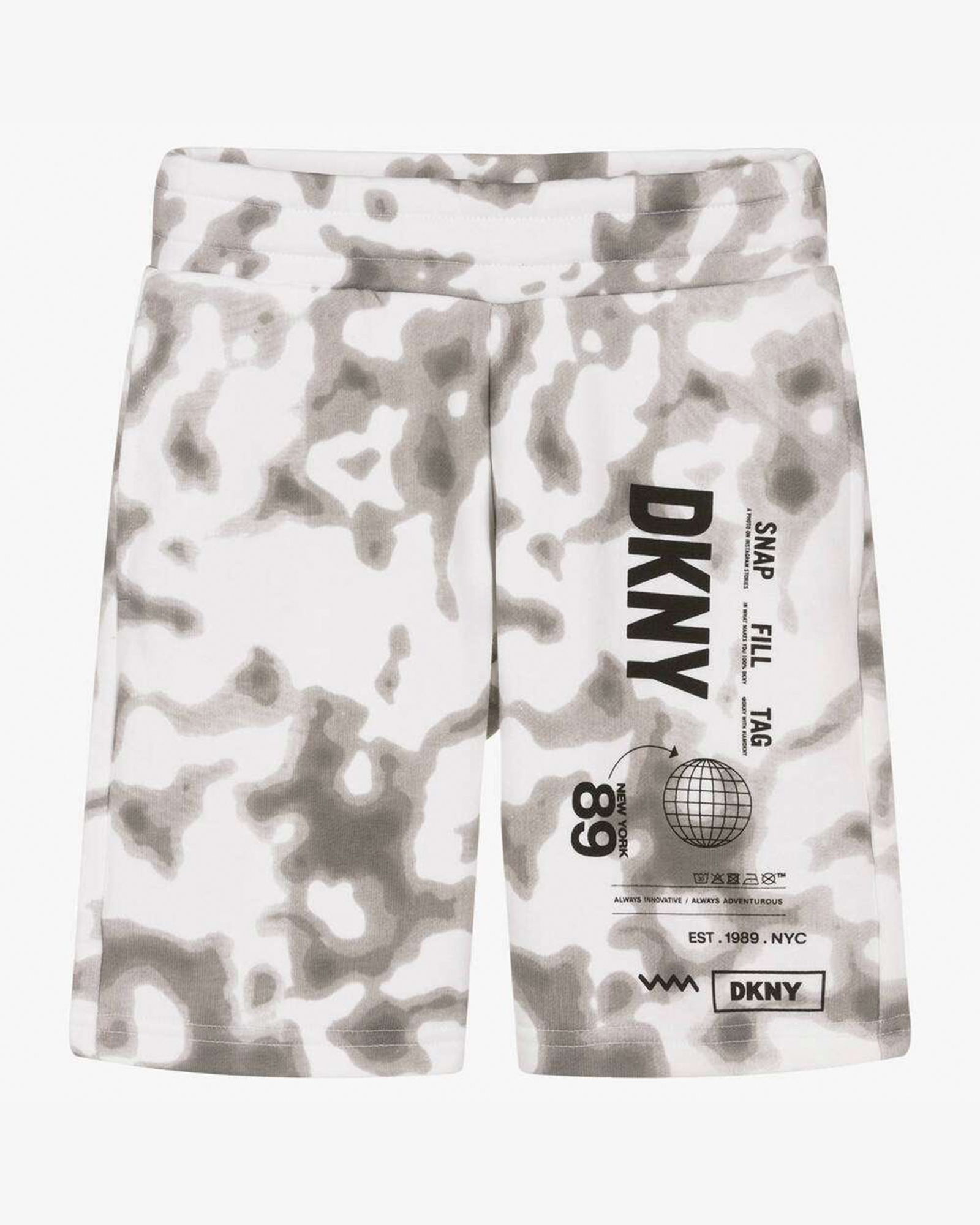 Grey & White Cotton Cloud Print Shorts