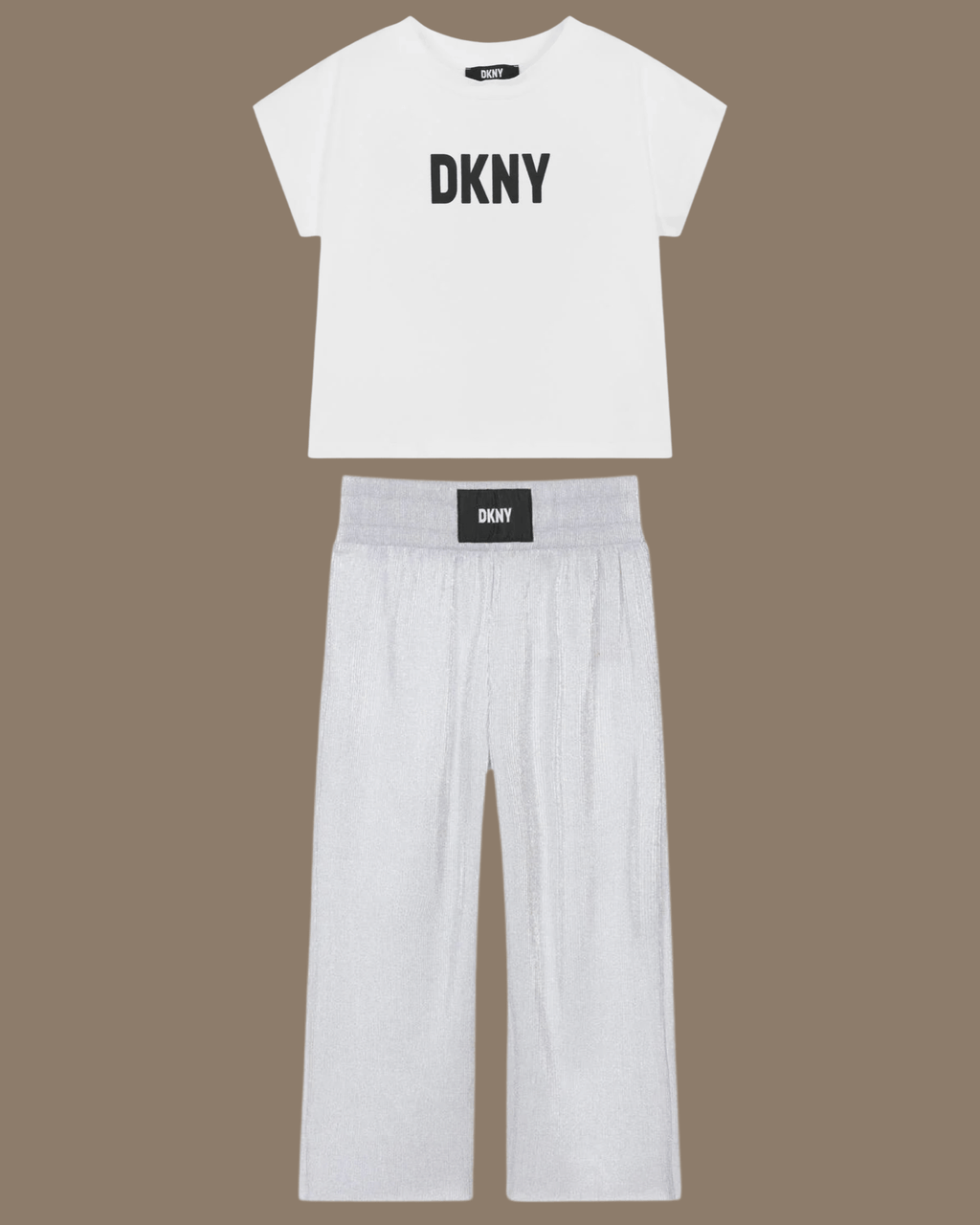DKNY - Панталони - Silver Plissé Logo Trousers - Love|Labels