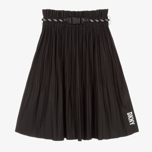 Faux Leather Plissé Midi Skirt