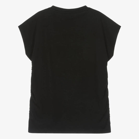 Black Ruched Graphic T-Shirt