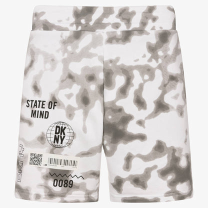 Grey & White Cotton Cloud Print Shorts