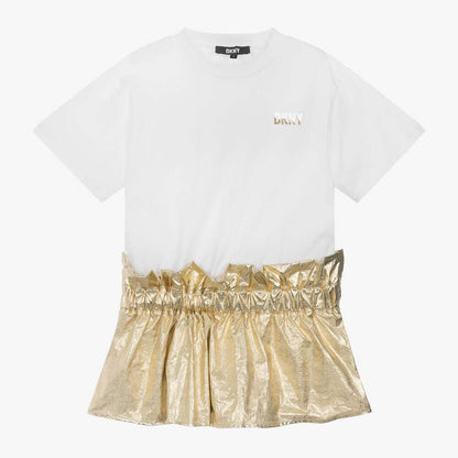 DKNY - Рокли - White & Gold Cotton Dress - Love|Labels