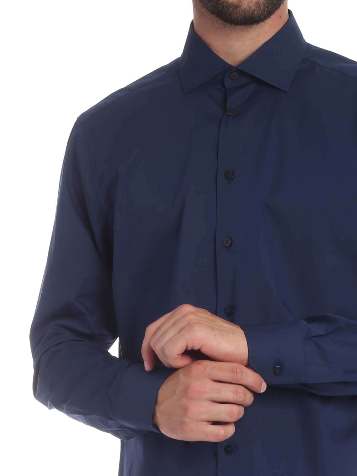 ETRO - Ризи - Navy Buttoned Uomo Shirt - Love|Labels