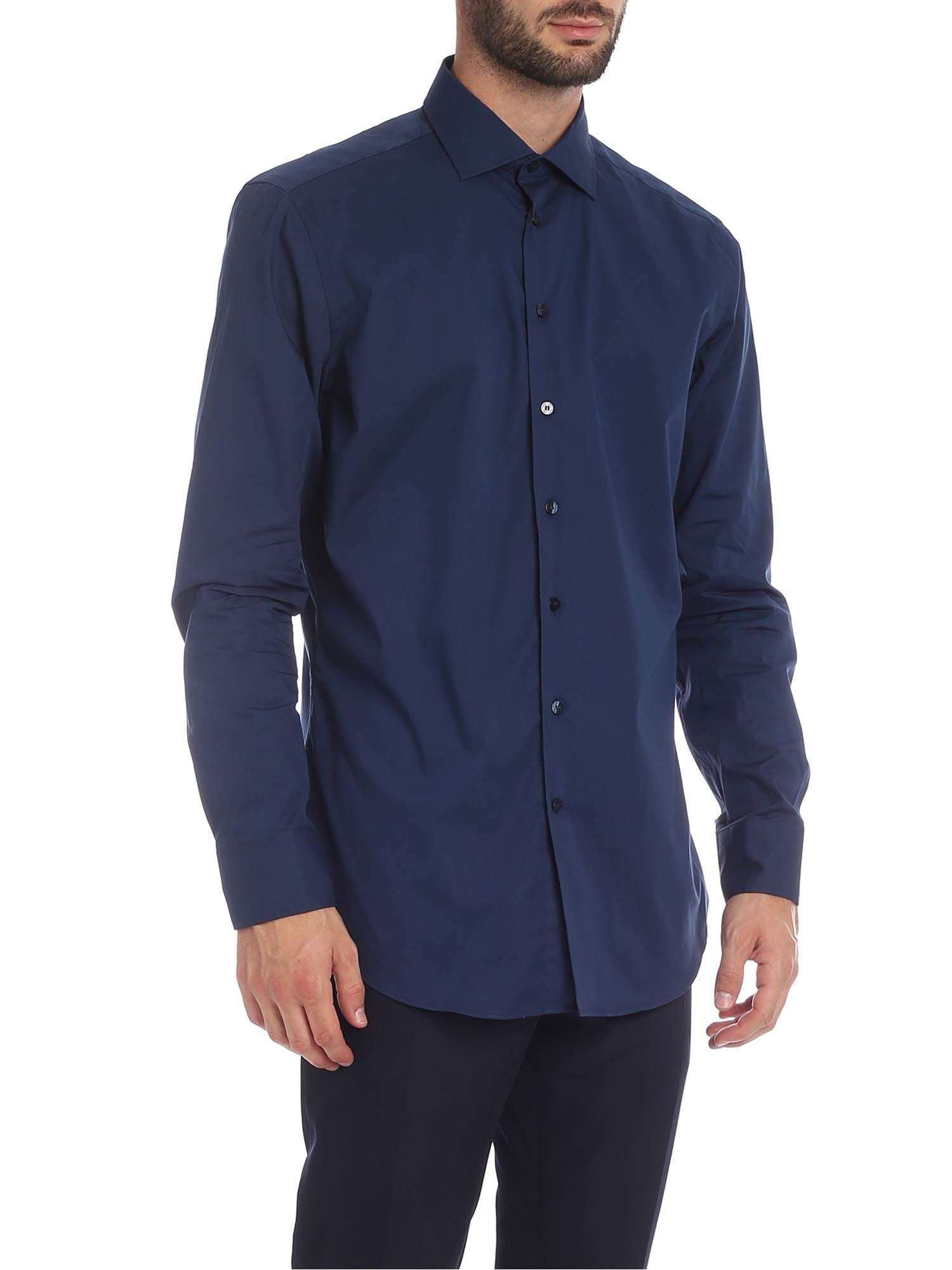 ETRO - Ризи - Navy Buttoned Uomo Shirt - Love|Labels