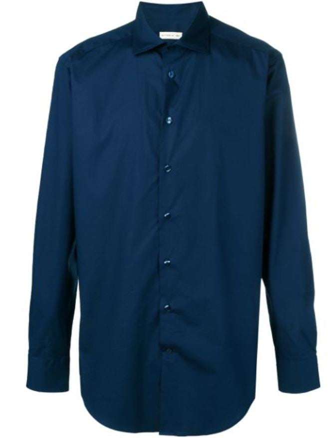 ETRO - Ризи - Navy Buttoned Uomo Shirt - Love|Labels