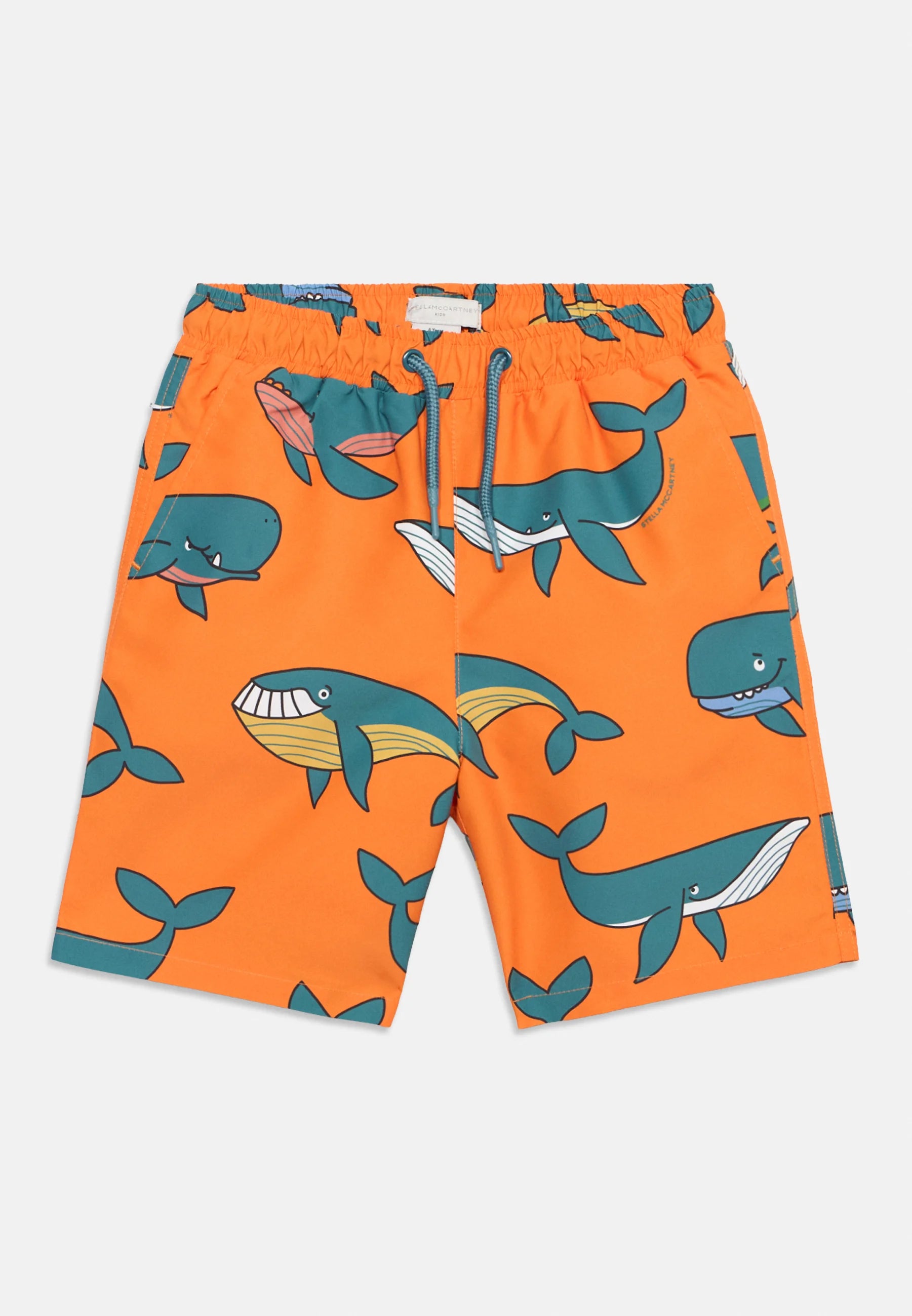Orange Whale Print Shorts
