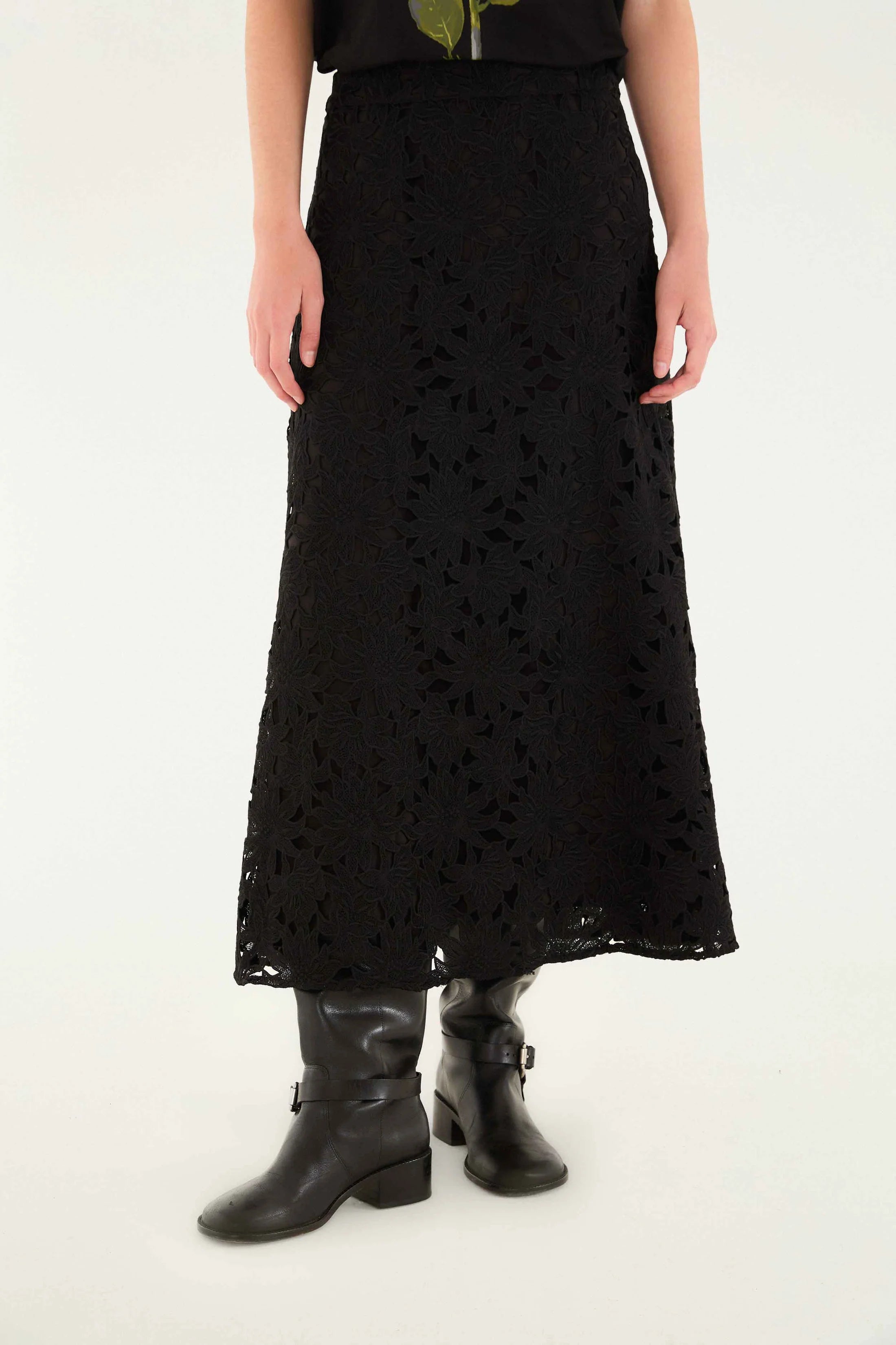 Black Lace Midi Skirt