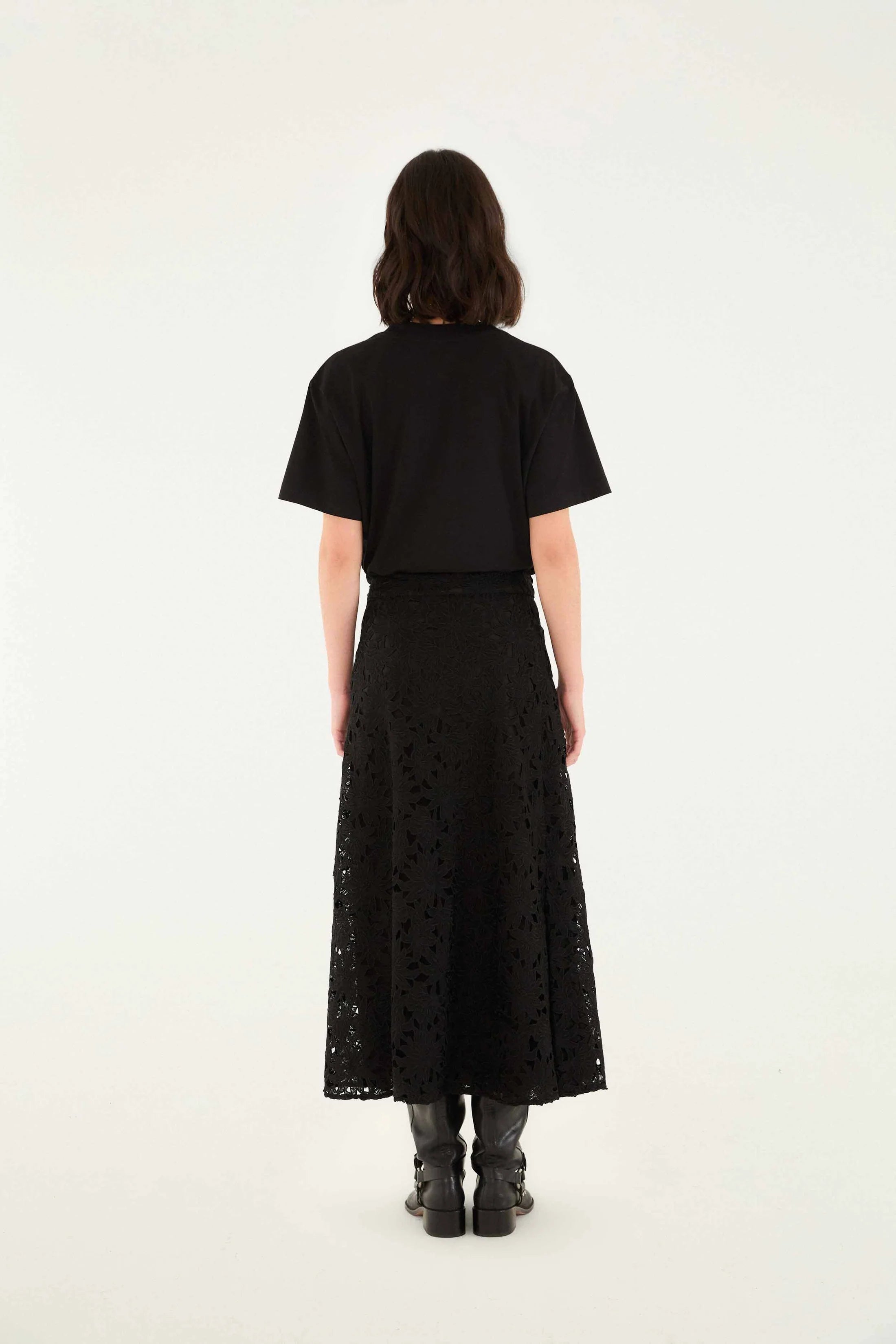 Black Lace Midi Skirt