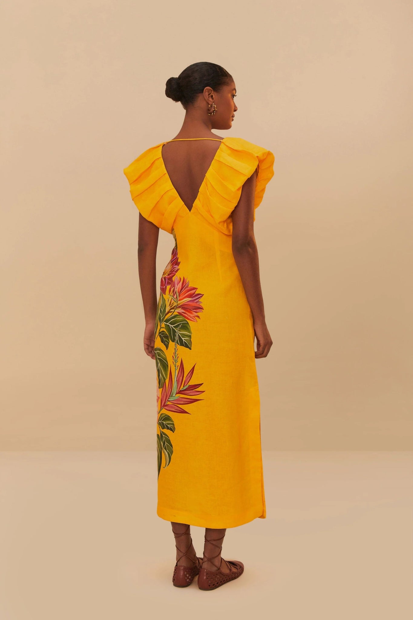 Farm Rio - Рокли - Flowers Linen Midi Dress - Love|Labels