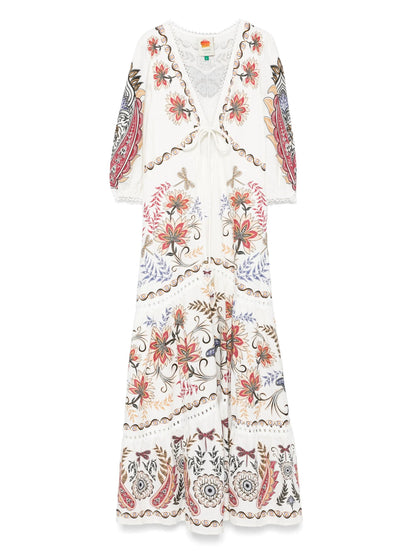 Farm Rio - Рокли - Off - White Boho Maxi Dress - Love|Labels
