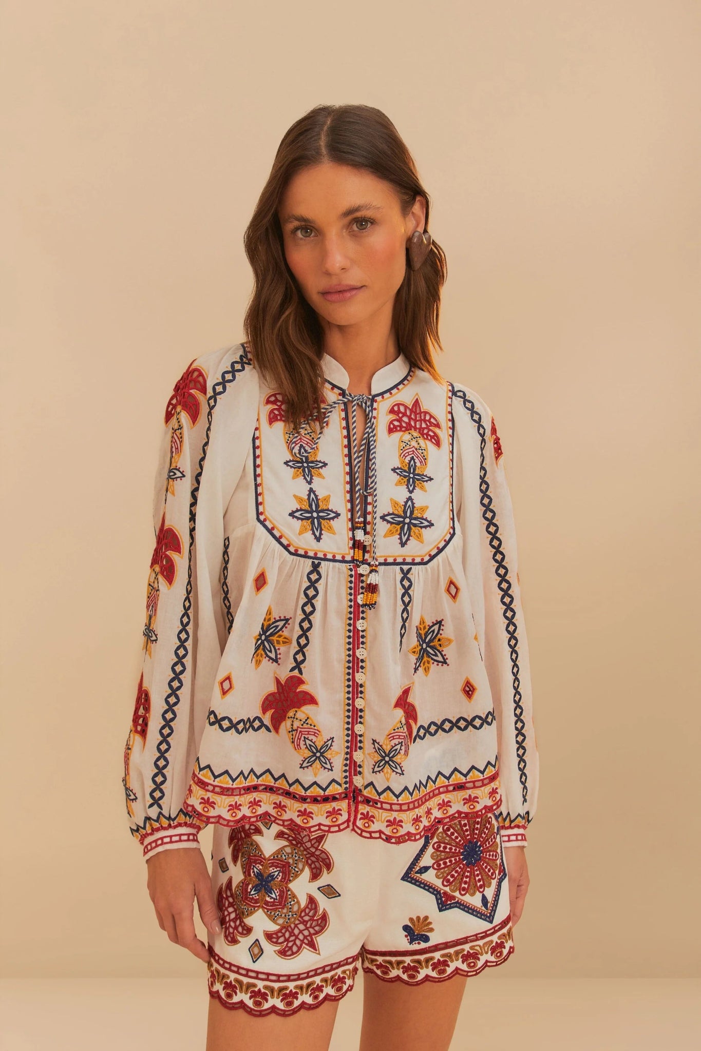 Farm Rio - Шорти - Off - White Marys Tiles Shorts - Love|Labels