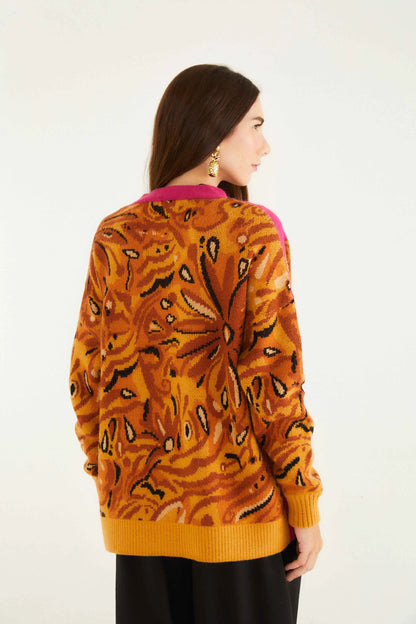 Tiger Pink Knit Cardigan