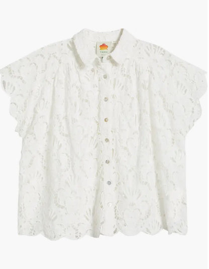 Farm Rio - Ризи - White Seashell Eyelet Shirt - Love|Labels