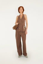 Brown Halter Vest With Patch