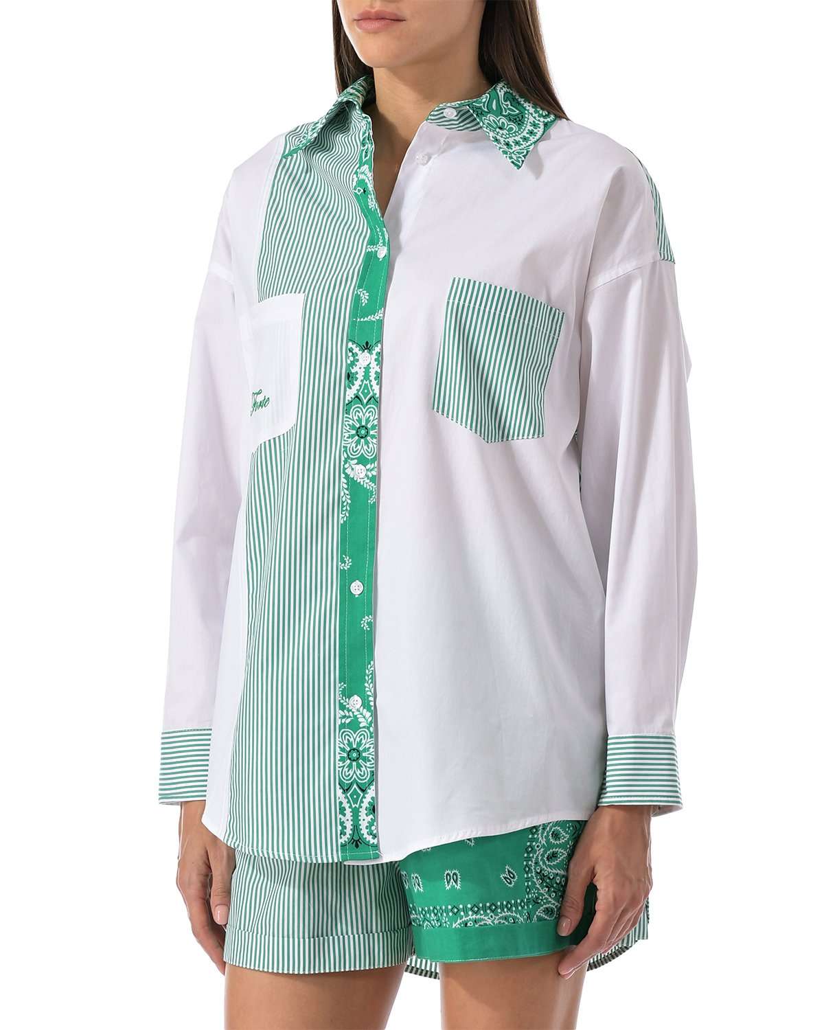 FORTE DEI MARMI COUTURE - Ризи - Bandana Patch Green Shirt - Love|Labels