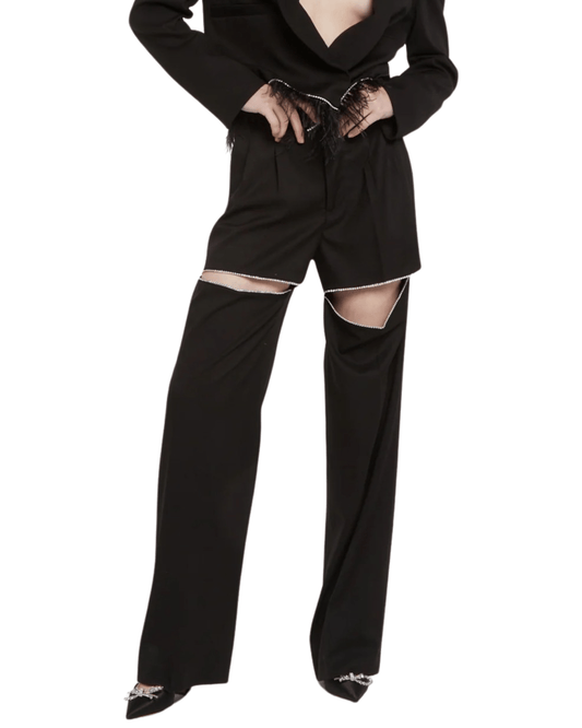 FORTE DEI MARMI COUTURE - Панталони - Black Crystals Cut Out Pants - Love|Labels