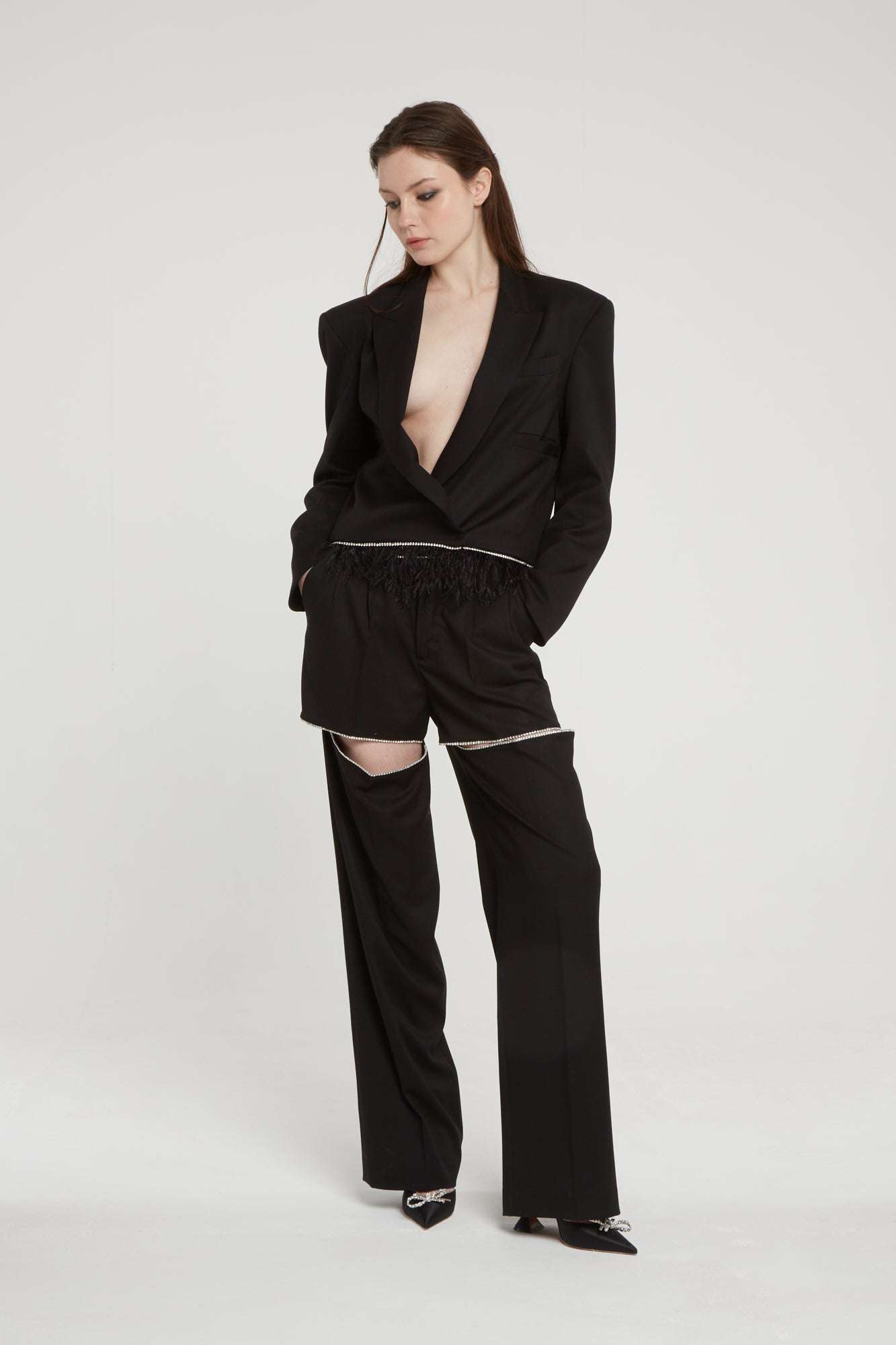 FORTE DEI MARMI COUTURE - Панталони - Black Crystals Cut Out Pants - Love|Labels