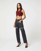 FORTE DEI MARMI COUTURE - Панталони - Black Cut Out Crystals Jeans - Love|Labels