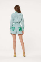FORTE DEI MARMI COUTURE - Шорти - Green Bicolor Bandana Shorts - Love|Labels