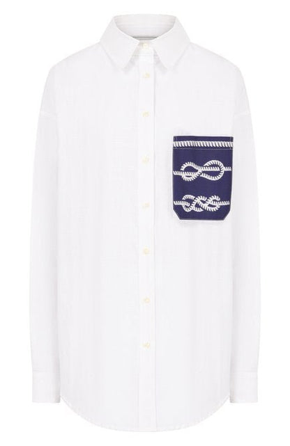 FORTE DEI MARMI COUTURE - Ризи - Pocket Print White Shirt - Love|Labels