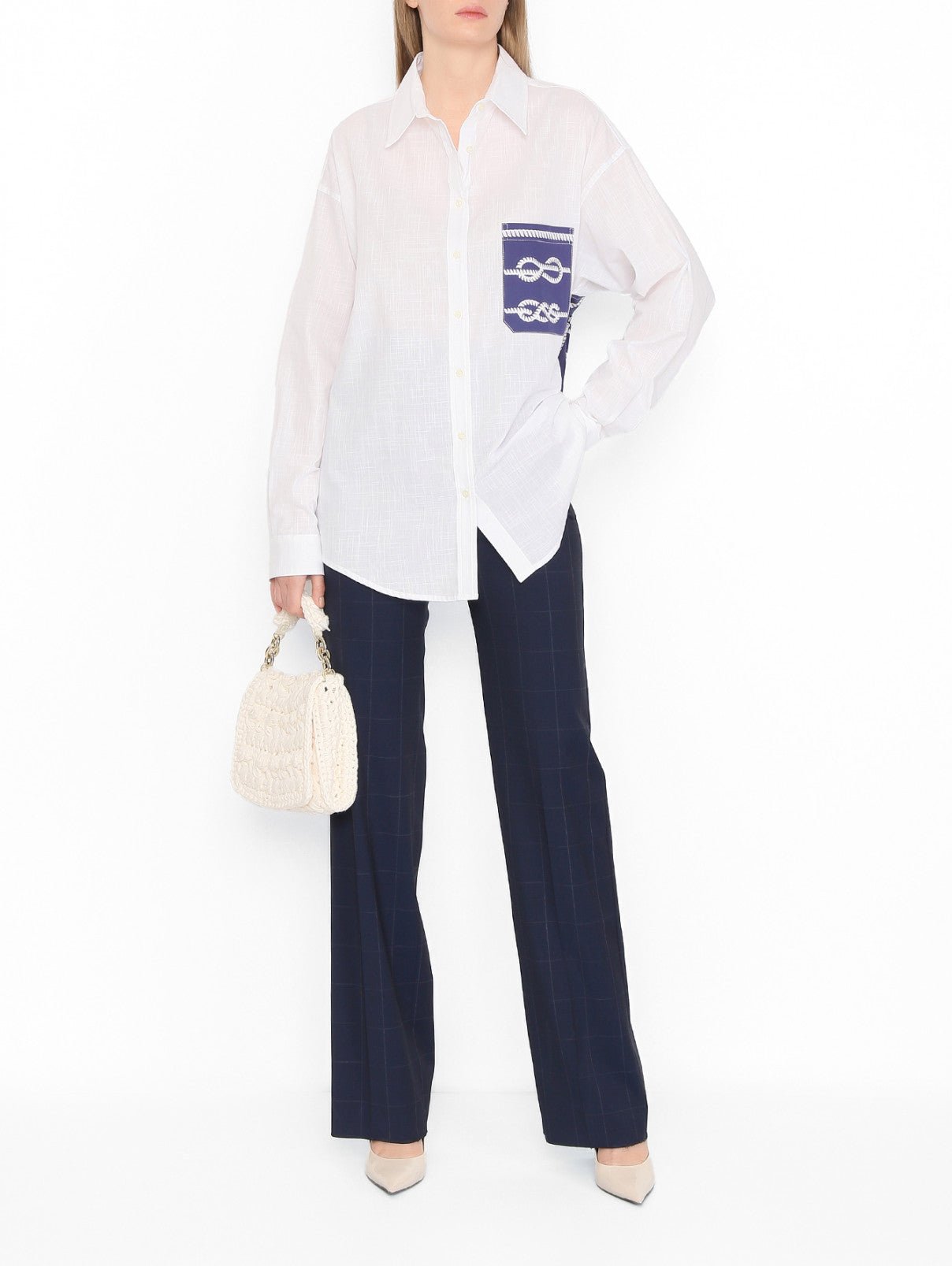 FORTE DEI MARMI COUTURE - Ризи - Pocket Print White Shirt - Love|Labels