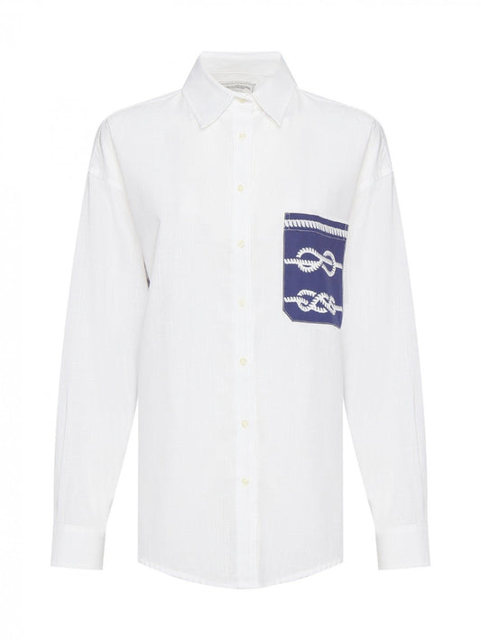 FORTE DEI MARMI COUTURE - Ризи - Pocket Print White Shirt - Love|Labels