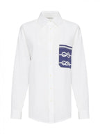 Pocket Print White Shirt