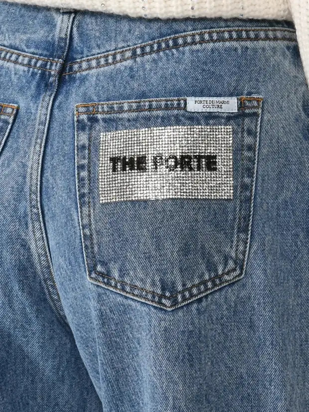 FORTE DEI MARMI COUTURE - Панталони - Rhinestones Logo Blue Jeans - Love|Labels