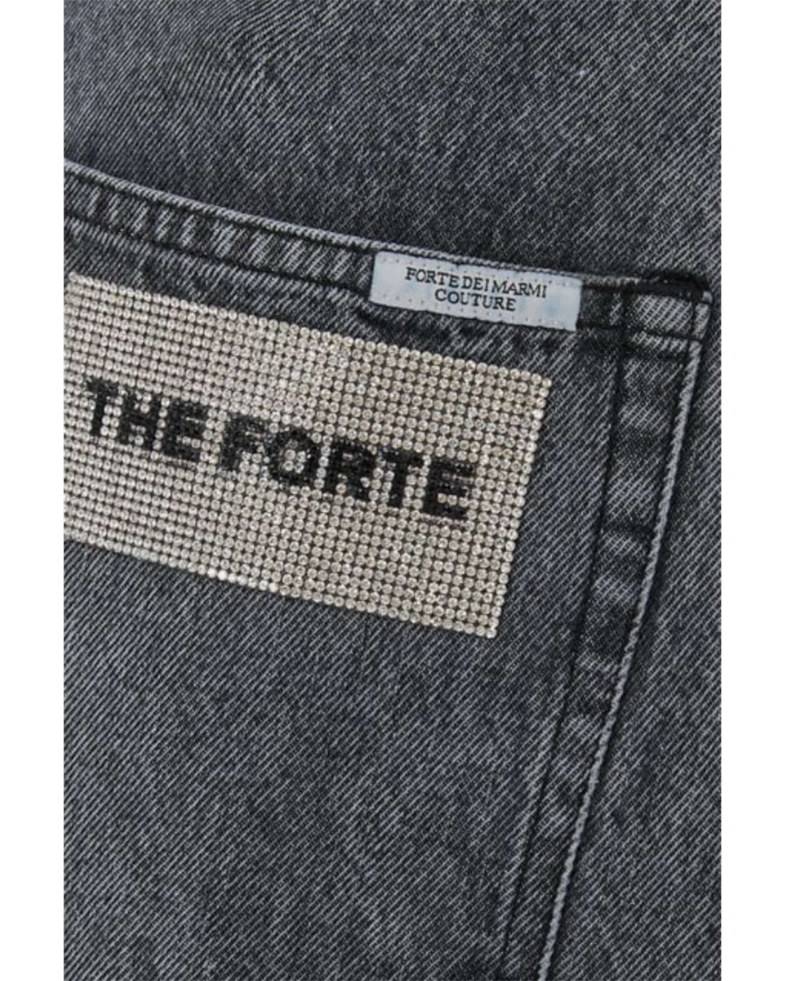 FORTE DEI MARMI COUTURE - Панталони - Rhinestones Logo Grey Jeans - Love|Labels