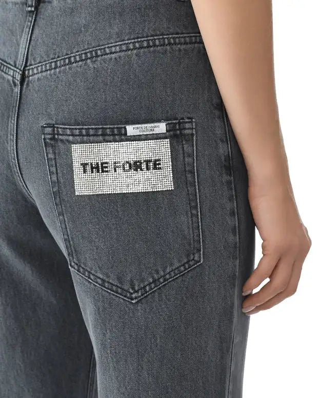 FORTE DEI MARMI COUTURE - Панталони - Rhinestones Logo Grey Jeans - Love|Labels