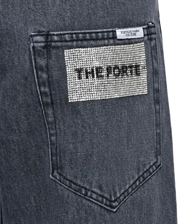 FORTE DEI MARMI COUTURE - Панталони - Rhinestones Logo Grey Jeans - Love|Labels