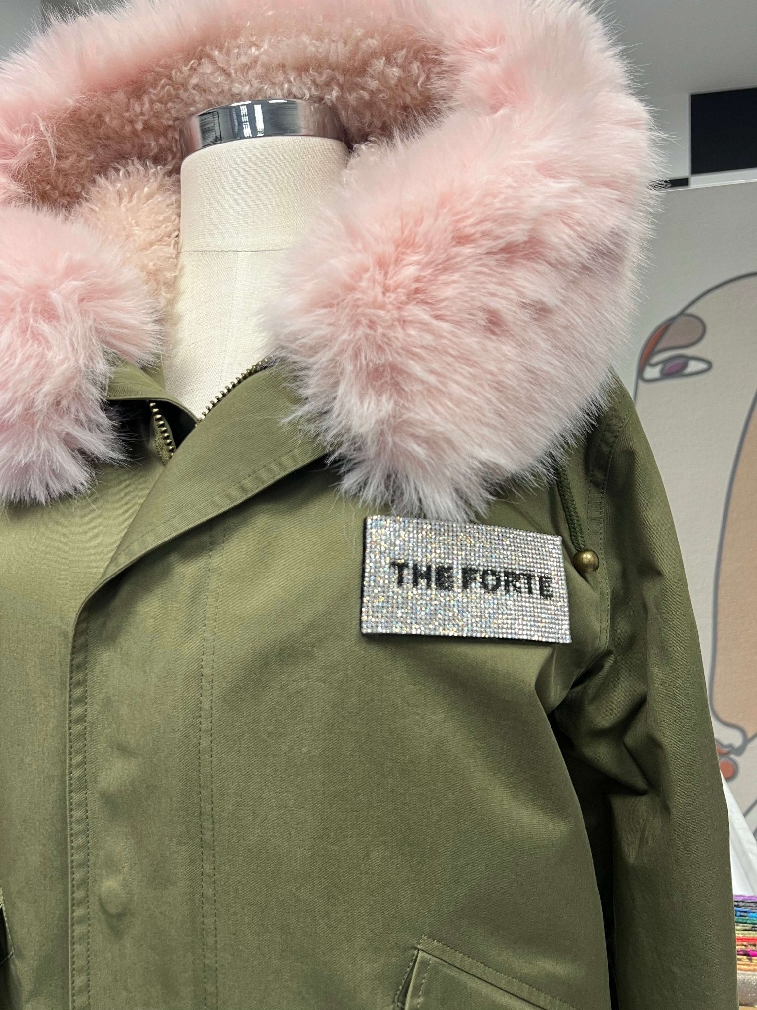 FORTE DEI MARMI COUTURE - Якета - Rhinestones Logo Khaki Parka - Love|Labels
