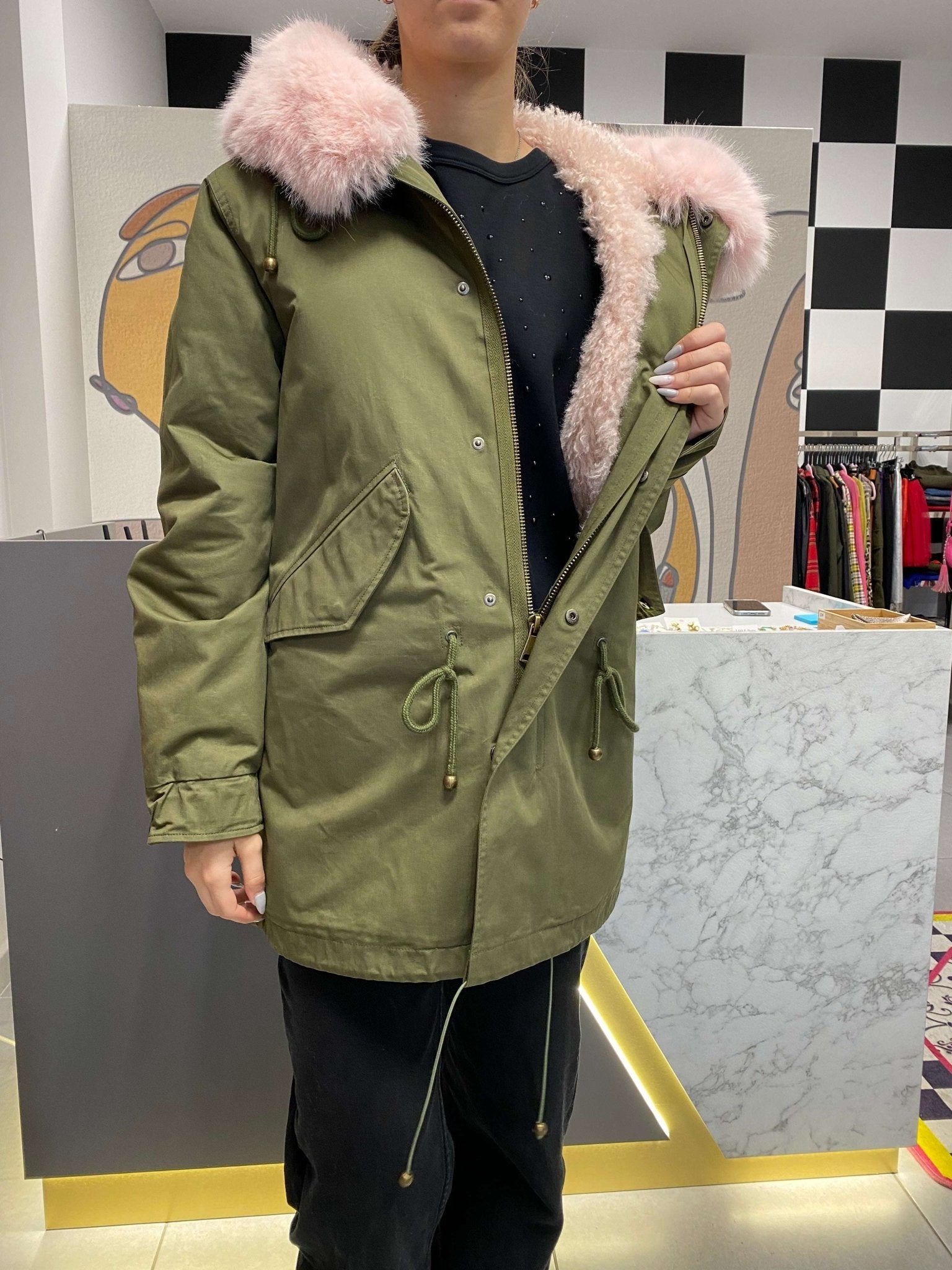 FORTE DEI MARMI COUTURE - Якета - Rhinestones Logo Khaki Parka - Love|Labels