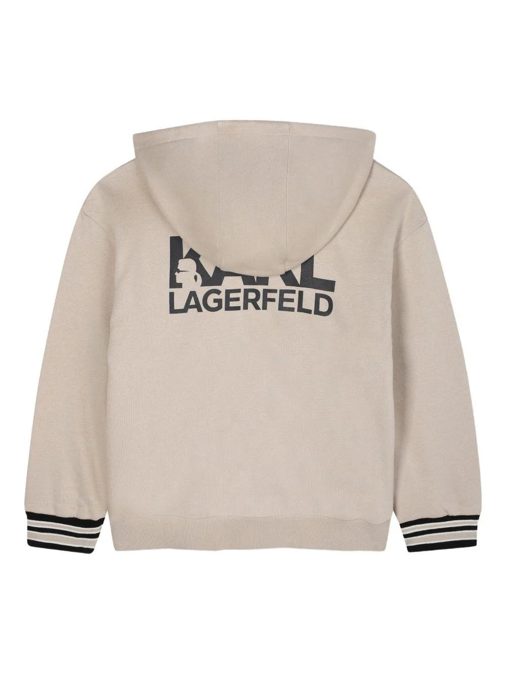 Beige Black Logo Hoodie