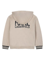 Beige Black Logo Hoodie