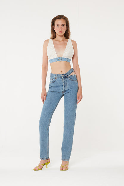 Straight Cut Out Jeans