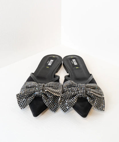 Crystal Embellished Bow Mules